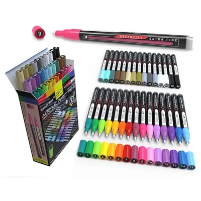 Immagine di TOOLI ART Set di pennarelli assortiti 30 per acrilici Punta extra fine da 0,7 mm roccia, tela, tazze, quasi tutte le superfici. A base d&#039;acqua non tossico, asciugatura rapida