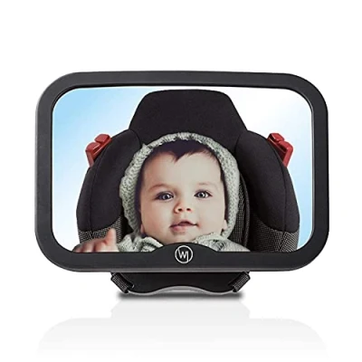 Immagine di Wicked Chili Specchio di Automobile Bambino con Segno Baby on Board, infrangibile, Campo visivo XXL 21,5 x 14,5 cm Sicurezza per reboarder seggiolino Bambini ISOFIX maxicosi