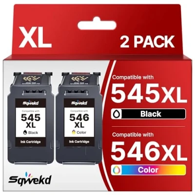 Immagine di Sqwekd PG 545XL CL 546XL Rigenerata Cartucce Sostituzione per Canon 545 546 XL Pixma MX490 MX495 IP2850 IP2840 MG2455 MG2550 MG2555 MG2950 TS205 TS3150 TS305 TR4550 (1 Nero, 1 Tri Colore)