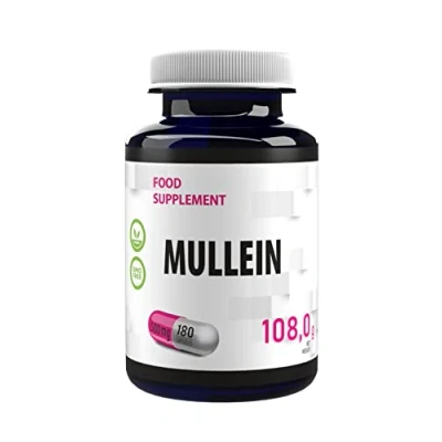 Immagine di Verbasco Mullein Molein (Verbascum Thapsus) 500mg 180 capsule vegane, Testato in laboratorio, Alta forza intergratore