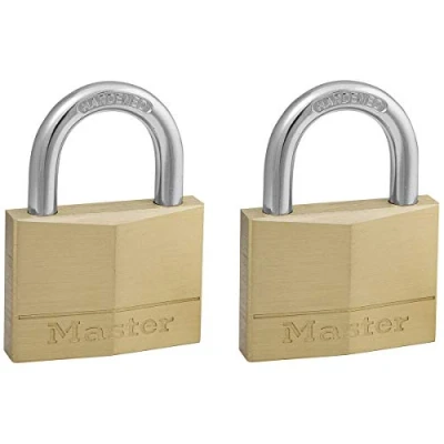 Immagine di Master Lock 150EURT Confezione da 2 Lucchetti con Chiavi in Ottone, Oro, 6.8 x 5 1.4 cm