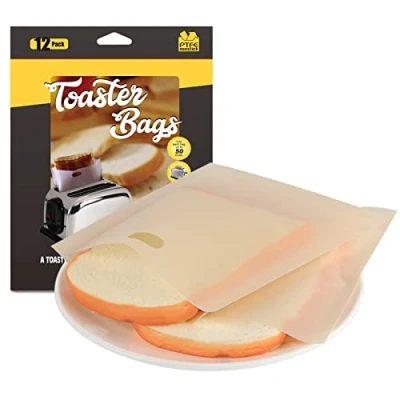 Immagine di Anstore 12 sacchetti riutilizzabili per tostapane, antiaderenti, resistenti al calore, oltre 600 toast, tasche perfette panini, pane e snack