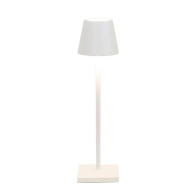 Immagine di Zafferano Poldina Micro Lampada, Lampada da Tavolo Wireless, Ricaricabile con Touch Control, Adatta per Soggiorno ed Esterno, Dimmer, 2200 3000 K, Altezza 27,5 cm, Colore Bianco