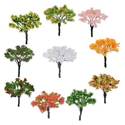 Immagine di B09VPXHSWP Cayway 10 Colore Alberi Modello, 6.5CM Misto Treno Albero di Diorama Modello per Fai da Te Paesaggio Décor