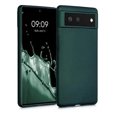 Immagine di kwmobile Custodia Compatibile con Google Pixel 6 Cover Back Case Morbida Protezione in Silicone TPU Effetto metallizzato petrolio