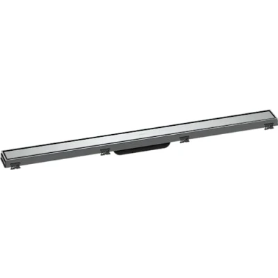 Immagine di hansgrohe RainDrain Match set di canalina doccia con cornice ad altezza regolabile, canale drenaggio 900 mm, scarico a pavimento, cromo