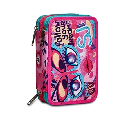 Immagine di SJ GANG STYLE JAM Facce Astuccio 3 Zip, Bambine e ragazze, Rosa, Taglia Unica