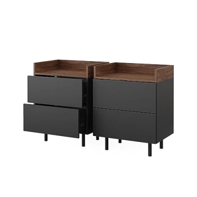 Immagine di Vicco comodino camera da letto Anika, Antracite/Noce, 54 x 68 cm Set di 2