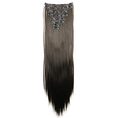 Immagine di CAISHA XL 60cm Estensioni A Clip SET Da 7 Pezzi Liscio Dei Capelli Resistenti Al Calore Pezzo Di Marrone CE6