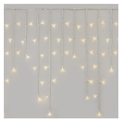 Immagine di EMOS Catena luminosa a LED con pioggia di ghiaccio, 5 m, cavo alimentazione da 8 modalità illuminazione, telecomando e alimentatore timer, 300 LED, IP44, per interni ed esterni, bianco