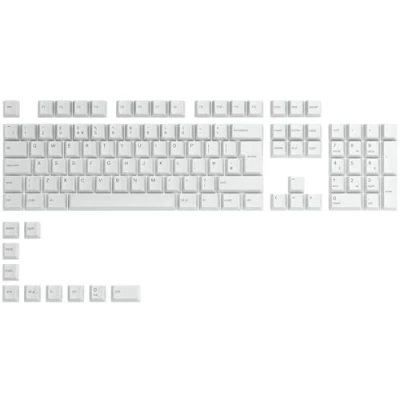 Immagine di Glorious Gaming 115 GPBT Keycaps Profilo Cherry, plastica PBT resistente, aspetto accattivante, suono superiore, caratteri originali, layout inglese britannico Bianco artico