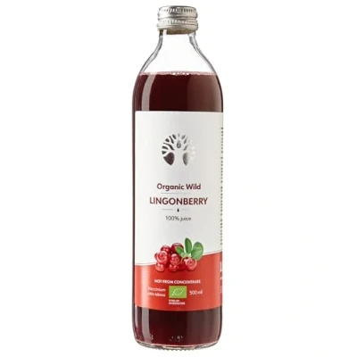 Immagine di LOOV succo di mirtilli rossi selvatici biologici, 500 ml, 100% da pressati, contiene polifenoli, nessuna aggiunta acqua o zucchero, cresciuti spontaneamente foreste nordiche