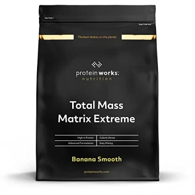 Immagine di THE PROTEIN WORKS Matrix Massa Totale Extreme, Frullato di Proteine in Polvere Ipercalorico &amp; Iperproteico, Per Aumentare Peso, 5 Agitare, Banana Vellutata, 1.325 kg