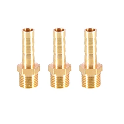 Immagine di 3 pezzi in ottone massiccio tubo coda connettore spinato a BSP filettatura maschio da 6 mm 1/8 &quot;per aria acqua combustibile gas
