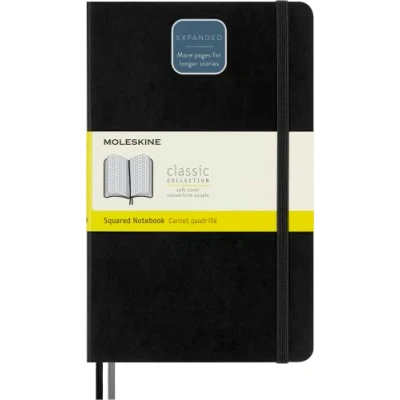 Immagine di Moleskine Classic Notebook Expanded, Taccuino a Quadretti, Copertina Morbida e Chiusura ad Elastico, Formato Large 13 x 21 cm, Colore Nero, 400 Pagine
