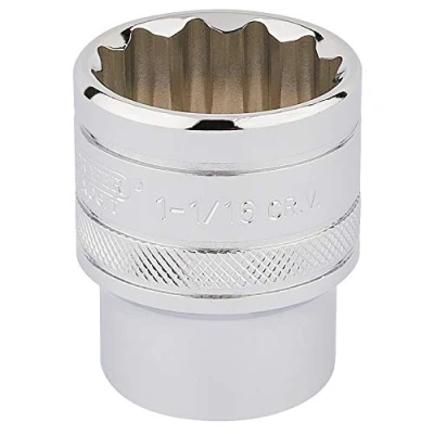 Immagine di Draper 33726 Bussola imperiale con attacco quadro da 1/2&quot;, in cromo lucido, misura 1,1/16&quot;