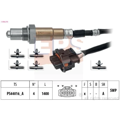 Immagine di EPS 1.998.370 Sonda lambda con materiale di fissaggio Made in Italy OE Equivalent riscaldato, planare, Filettatura prelubrificata 4