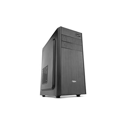 Immagine di Nox LITE010 NXLITE010 Case PC, frontale con finitura spazzolata, alimentatore ATX 500W preinstallato, compatibile schede madri ATX, micro e ITX, colore nero