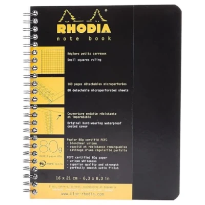 Immagine di RHODIA Notebook Quaderno a spirale classico 160 pagine piccole tessere, 16 x 21 cm, 80 g, nero
