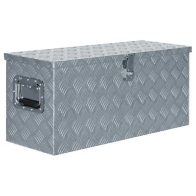 Immagine di vidaXL Cassetta in Alluminio 80x30x35 cm Argento Organizer Porta Utensili