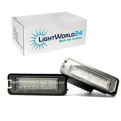 Immagine di LIGHTWORLD24 lampadine a LED per targa, 18 SMD con CanBus, 6000 K, allo xeno bianco freddo, 2 pezzi, G O L F 4 5 6 7