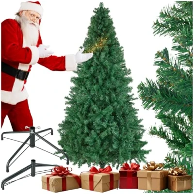 Immagine di tectake® Albero di Natale Realistico, Artificiale, Rami Flessibili, Facile Montaggio, Supporto Stabile in Acciaio, Addobbi Natalizi per Casa Verde, 230 cm / 1346 punte