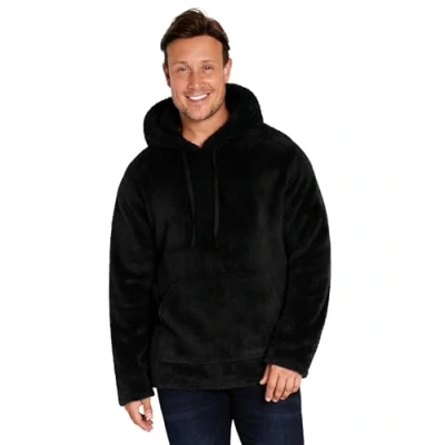 Immagine di CityComfort Felpa Uomo Felpe di Pile con Cappuccio Taglie Forti M 3XL Pelose per Ragazzi Felpone Invernale Pesante da Casa (Nero, 3XL)