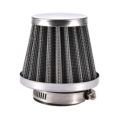Immagine di GOOFIT Filtro Aria a Cono Moto 35mm Verticale Universale Pit Bike Sostituzione Per 49cc 50cc 70cc 90cc 110cc PZ16 PZ19 Carburatore Motocross Pocket Scooter Quad Argento