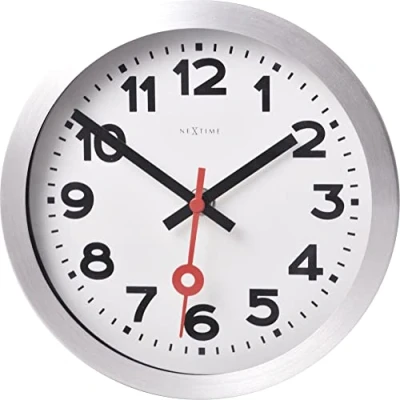 Immagine di NeXtime Station Number Index Orologio da Parete, Aluminum, Bianco, 19 cm