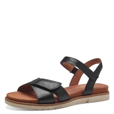 Immagine di MARCO TOZZI Sandali Donna Bassi in Pelle con Chiusura a Strappo, Nero (Schwarz), 37 EU