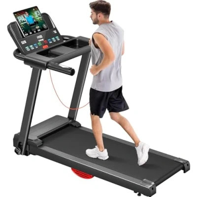 Immagine di UMAY tappetino da corsa pieghevole 12 km/h, passeggio elettrico 2.5 HP/1800 W con monitor di frequenza cardiaca, APP e altoparlante Bluetooth,tapis roulant programmi allenamento