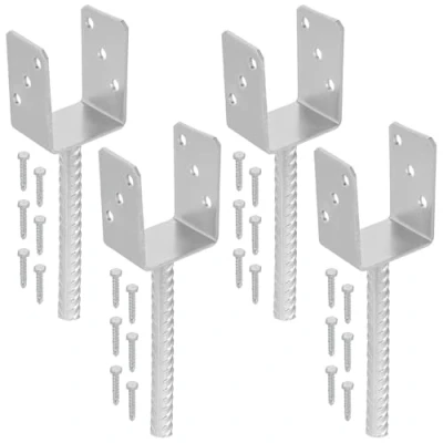 Immagine di KOTARBAU ZSY2735K Scarpe per Pali, Acciaio zincato a Caldo, Larghezza della Luce: 81 mm, Set da 4