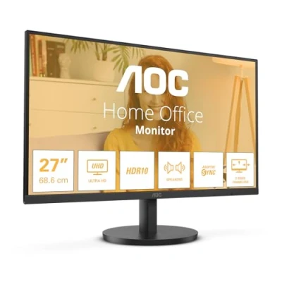 Immagine di AOC U27B3A Monitor UHD da 27 pollici, altoparlanti, HDR10 (3840x2160, 60 Hertz, HDMI 2.0, DisplayPort 1.4) nero, Inch 4K IPS 60Hz, DP, Speakers