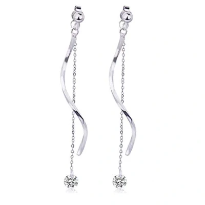 Immagine di Ms.Swan Orecchini lunghi in Argento Sterling 925 con nappa, da donna e ragazza, sterling, zirconia cubica