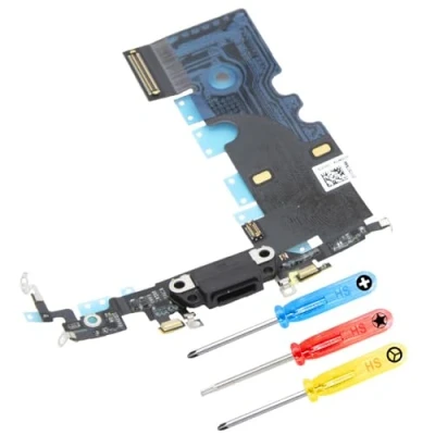 Immagine di MMOBIEL Connettore Dock Compatibile con iPhone 8 Series Presa di Ricarica Cavo Flessibile Audio Jack/Microfono/Antenna Ricambio Incl. Cacciaviti Nero