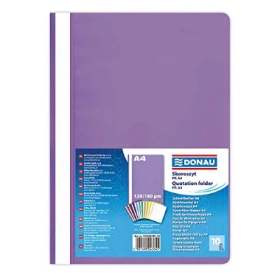 Immagine di DONAU 1702001PL 23 Cartellina Portadocumenti in plastica, Formato A4, 120/180 µm/con Coperchio Trasparente, per Ufficio e Scuola, capacità: ca. 200 Fogli, Confezione da 10 Pezzi