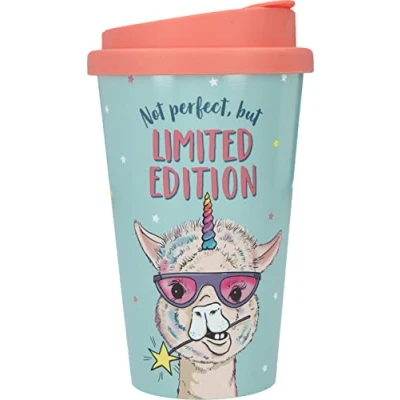 Immagine di Depesche 2180 051 Tazza To Go in Plastica con Scritta, 350 Ml, Riutilizzabile, Non Perfetta, Ma Edizione Limitata, Motivo a Lama, Multicolore, 10271599