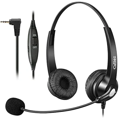 Immagine di Cuffie Telefono Fisso Cordless Dect con Microfono a Cancellazione del Rumore, Auricolare 2,5 mm Binaurale per Cisco SPA 504G Gigaset C530A CL660 Yealink W52P Panasonic Call Center Ufficio