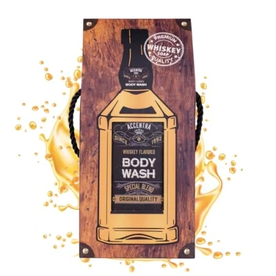 Immagine di Accentra Gel doccia SPECIAL BLEND in bottiglia con confezione regalo effetto whisky, 400 ml, profumo: ricaricabile, nero/arancione