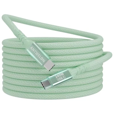 Immagine di ANTWELON 240W Cavo USB C a PD3.1 2M Tipo Ricarica Rapida Nylon Type per iPhone 16 15 Pro Max Samsung Galaxy S24 S23 Macbook iPad (verde)