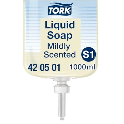 Immagine di Tork 420501 Sapone liquido delicato Premium, compatibile con sistema S1/S11, idratante e liporestitutivo, 1 x 1000 ml (1000 dosi), colore bianco (perlaceo)