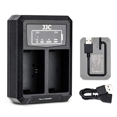 Immagine di Caricabatterie USB doppio per fotocamera digitale Canon EOS, EOS R, 90D, 80D, 70D, 60D, 6D Mark II, 7D 5D IV, III, 5DS, 5DS batteria LP E6/LP E6N