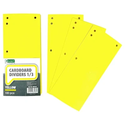Immagine di D.RECT ​​​​ Divisori in Cartone Lotto di 100 Nastri Separazione Della Carta Foglio A4 1/3 11x24 cm 160 g Per una Perfetta Degli Schedari Giallo