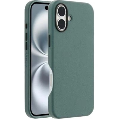 Immagine di OtterBox Symmetry Series Cactus Leather MagSafe custodia per iPhone 16 Plus, protettiva sottile antiurto, a prova di caduta, testata 3x vs norme MIL STD 810G, Verde