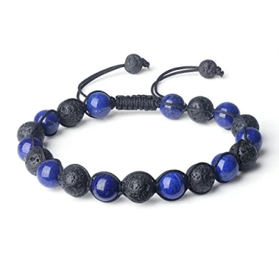 Immagine di COAI Bracciale Unisex Regolabile con Pietra Lavica e Lapislazzuli