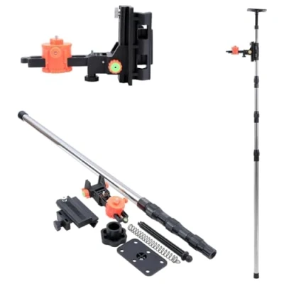 Immagine di TOPWAY Asta Telescopica per Livella Laser 115 400 cm Acciaio Inossidabile Estensibile dal Pavimento al Soffitto con Supporto e Borsa in Nylon