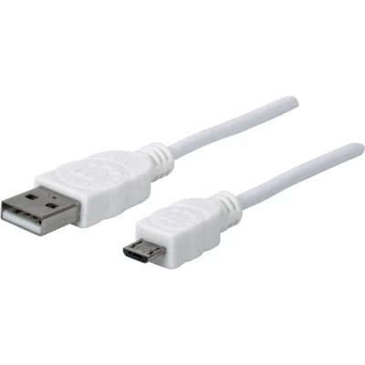 Immagine di Manhattan Cavo USB 2.0 Spina A, Micro B 1.80 m Bianco Certificato UL 324069