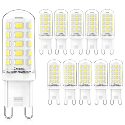 Immagine di Cxyemt G9 Lampadine LED 3W, Equivalenti a 28W 33W 40W Alogene, Bianco Freddo 6000K, AC 220 240V, Non Dimmerabile, Senza Sfarfallio, Lampada Risparmio Energetico, Confezione da 10