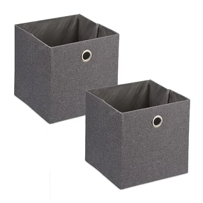 Immagine di Relaxdays Scatola Portaoggetti, Set 2 Box in Stoffa da Scaffale, Cubo Portagiochi HLP 30,5x30,5x30,5 cm, Moderno, Grigio