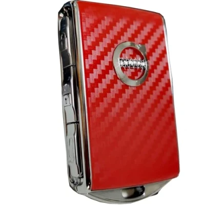 Immagine di Guscio di ricambio per chiave auto Volvo XC40, XC60, XC90, V60, V90, S60, S90, in fibra carbonio, colore: rosso